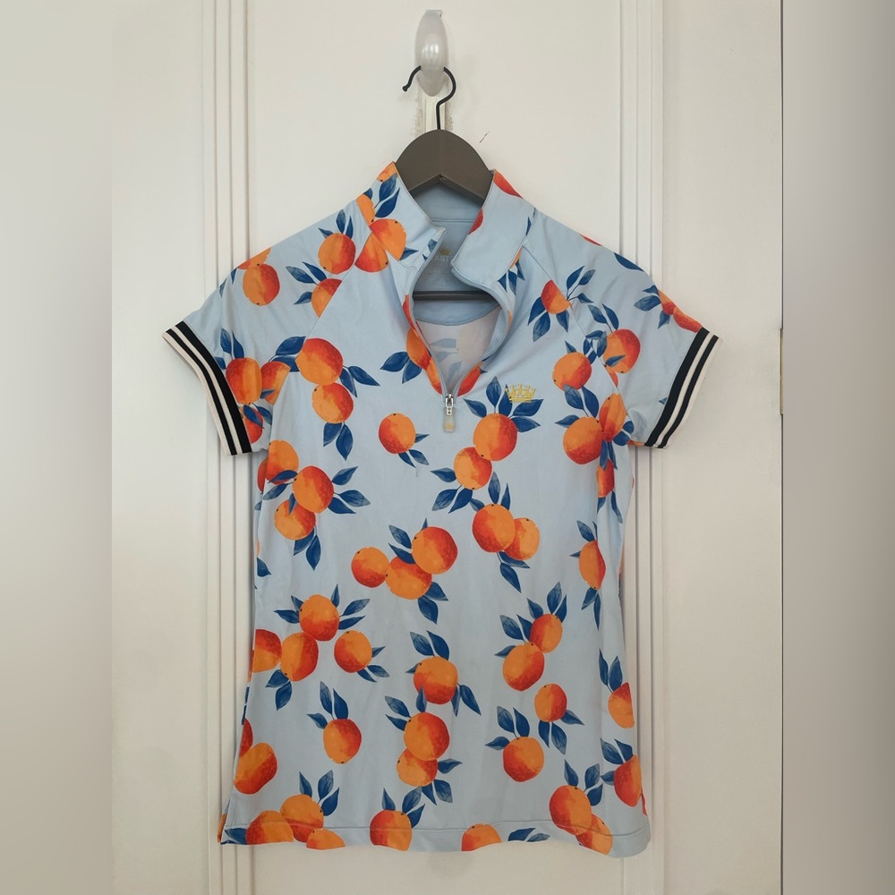 Kastel Denmark short sleeve riding shirt S oranges print